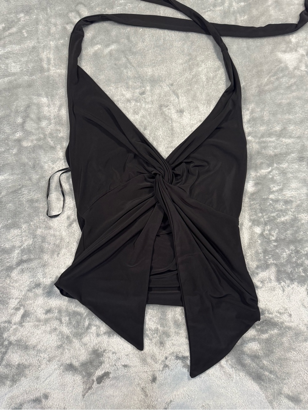 Windsor Black Halter Crossover Front Top